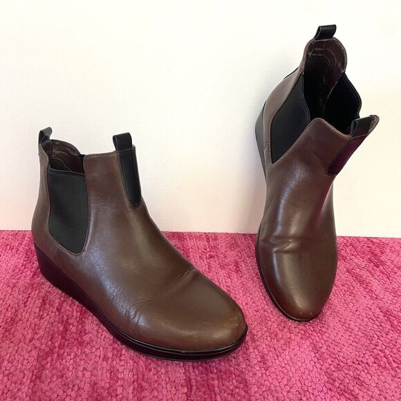 Cole Haan Grand OS Signature Waterproof Leather Wedge Ankle Boots Brown Size 7.5 - Picture 10 of 10